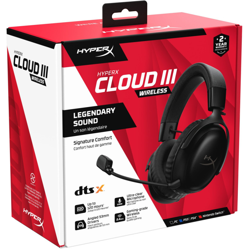 HyperX Гарнітура ігрова Cloud III, WL/USB-A/USB-C, чорний (77Z45AA)