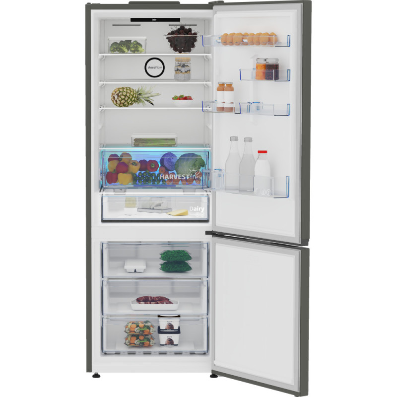 Beko Ref Beko with bottom freezer, 192x70x74.5, ref-340L, freez.-150L, 2doors, A++, NF, display, HarvestFresh, inox (B5RCNE565HXPMG)
