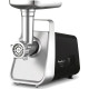 Moulinex meat grinder, 2000W, 2.6kg/min, 3 cutting plates, sausages nozzle, 5 vegetable slicer, plastik, white- grey (ME307832)