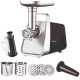 Moulinex meat grinder, 2000W, 2.6kg/min, 3 cutting plates, sausages nozzle, 5 vegetable slicer, plastik, white- grey (ME307832)