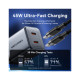 Зарядное устройство Vention 2xUSB-C PD45W GaN + cable USB-C to USB-C 1.0m black gray (TZ-FCDH0-EU)