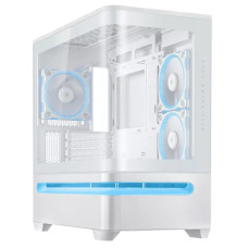 ASUS Prime AP202 Tempered Glas, without PSU, 2xUSB3.2, 1xUSB Type-C, Tempered Glass side, mATX, WHITE 90DC00P3-B19000