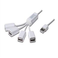Digitus 4 Port Hub, Spider, USB 2.0, Passive, White (DA-70216)