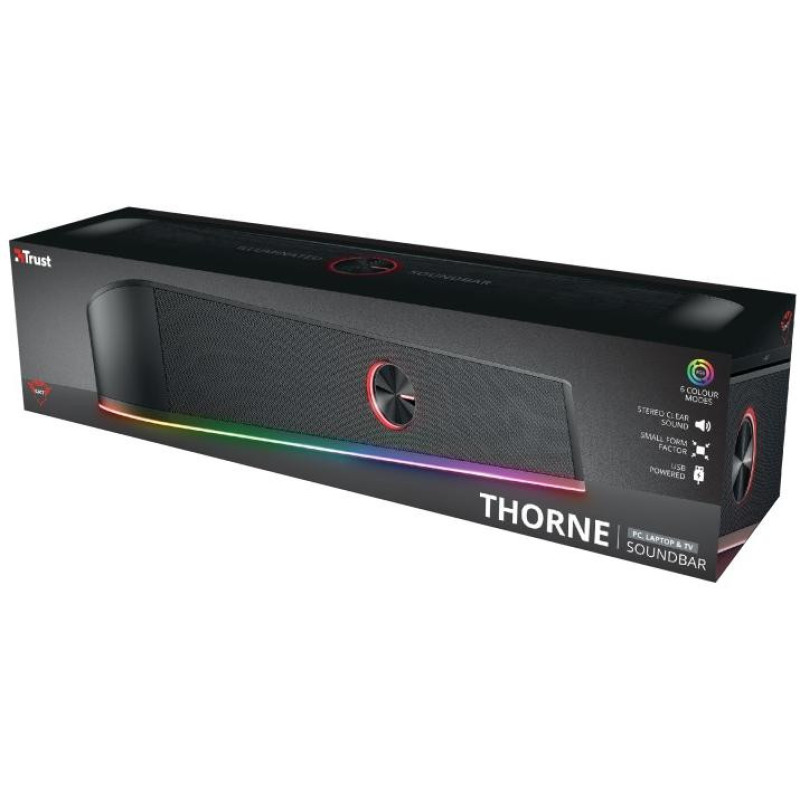 Trust Акустическая система GXT 619 Thorne Саундбар, USB/AUX, RGB, Черный (24007_TRUST)