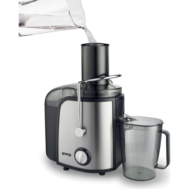 Gorenje centrifugal juicer, 800W, bowl-1.1L, cake-1.5L, whole apple tray, plastic/iron, black (JC805EII)