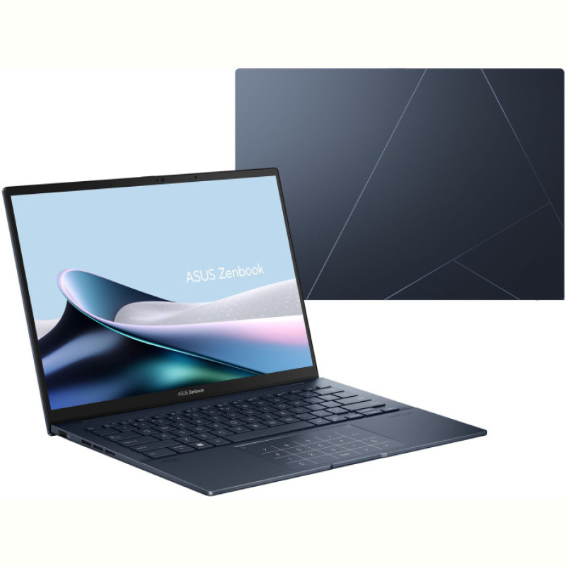 Ноутбук Asus ZenBook 14 OLED UX3405MA-QD869W (90NB11R1-M01H70); 14" FullHD (1920x1080) OLED глянцевый , Intel Core Ultra 7 155H (1.4 - 4.8 ГГц) , RAM 16 ГБ (Max 16 ГБ) , SSD 512 ГБ , Intel Arc Graphics , без ОП , Wi-Fi , BT , веб-камера , Windows 11 Home , US MIL-STD 810H , TPM , металл , 1.22 кг , синий , подсветка клавиатуры