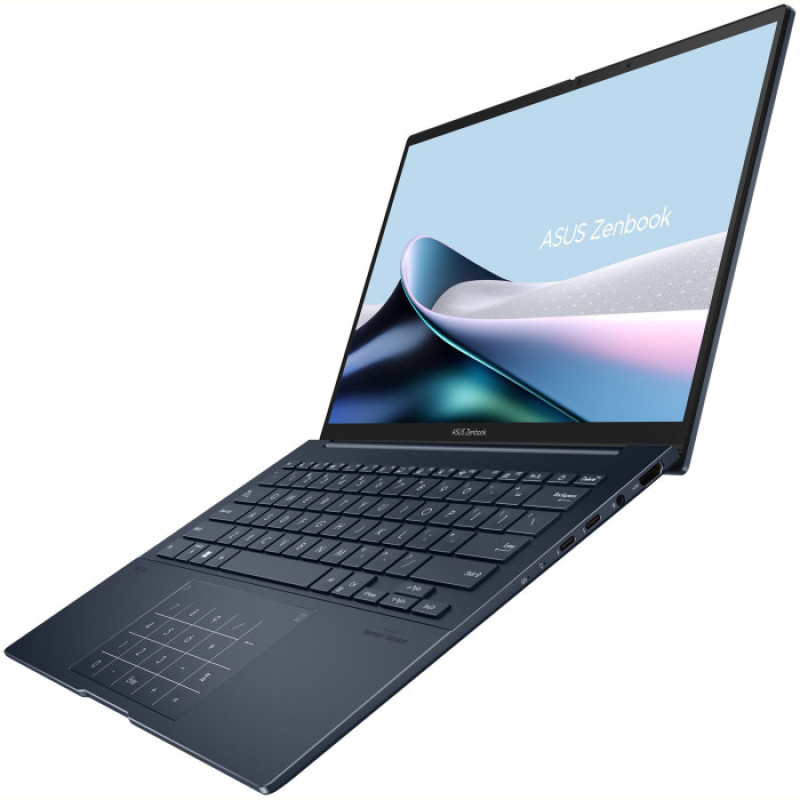 Ноутбук Asus ZenBook 14 OLED UX3405MA-QD869W (90NB11R1-M01H70); 14" FullHD (1920x1080) OLED глянцевый , Intel Core Ultra 7 155H (1.4 - 4.8 ГГц) , RAM 16 ГБ (Max 16 ГБ) , SSD 512 ГБ , Intel Arc Graphics , без ОП , Wi-Fi , BT , веб-камера , Windows 11 Home , US MIL-STD 810H , TPM , металл , 1.22 кг , синий , подсветка клавиатуры