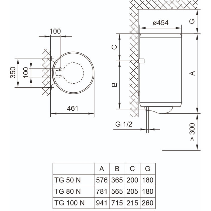 Tiki Electric water heater round TG, 50L, 2kW, mechanical control, C, white, 700142 (TG50N_PRIME50)