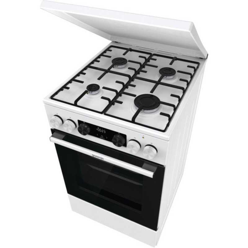 Gorenje Плита Gorenje комбінована, 70л, 50x60см, метал. кришка, дисплей, IconLed, емальовані, білий (GK5C63WH)