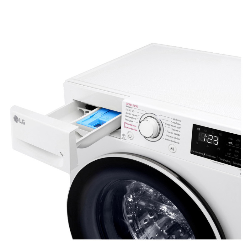 LG Стиральная машина фронтальная, 7кг, 1200, A+++, 48см, дисплей, пар, инвертор, белый (F2V3HS0WW)