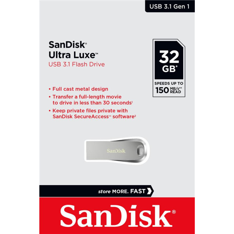 SanDisk 32GB USB 3.1 Type-A Ultra Luxe Silver (SDCZ74-032G-G46)