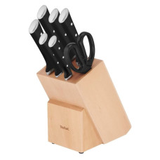 Tefal Set of knives Ice Force, wooden deck, 7pcs, wood, plastic, stainless steel, black (K232S704)