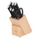 Tefal Set of knives Ice Force, wooden deck, 7pcs, wood, plastic, stainless steel, black (K232S704)