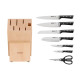 Tefal Set of knives Ice Force, wooden deck, 7pcs, wood, plastic, stainless steel, black (K232S704)