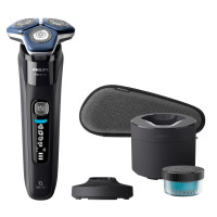 Philips electric shaver rotary, razor head-4, Li-Ion, dry+wet, charge indicator, trimmer, case, black (S7886/55)