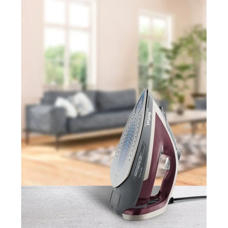 Tefal iron Smart Protect Plus, 2800W, 270ml, steam boost -260g, constant steam - 40g, ceramic soleplate, grey-burgundy (FV6870E0)