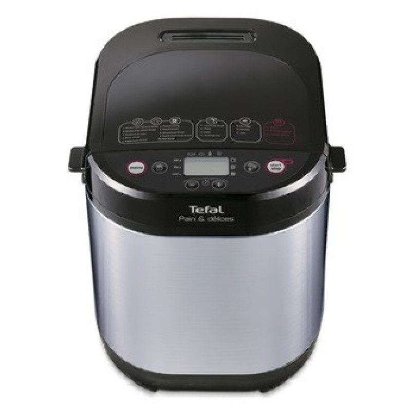 Tefal Хлебопечка PainEtDelice 720Вт, программ-20, макс.вес -1кг, форма-прямоугольник, металл, черный (PF240E38)