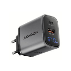 Зарядное устройство AXAGON 1xUSB-C PD67W + 1xUSB QC4+ PPS display gray (ACU-PQ67D)