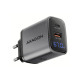 Зарядное устройство AXAGON 1xUSB-C PD67W + 1xUSB QC4+ PPS display gray (ACU-PQ67D)