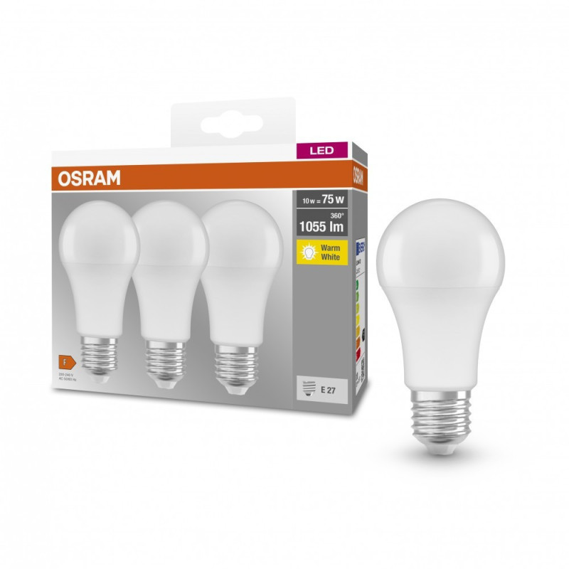 Osram Lamp set 3 pcs LED E27 10W 2700K 1055Lm A60 (4058075819436)