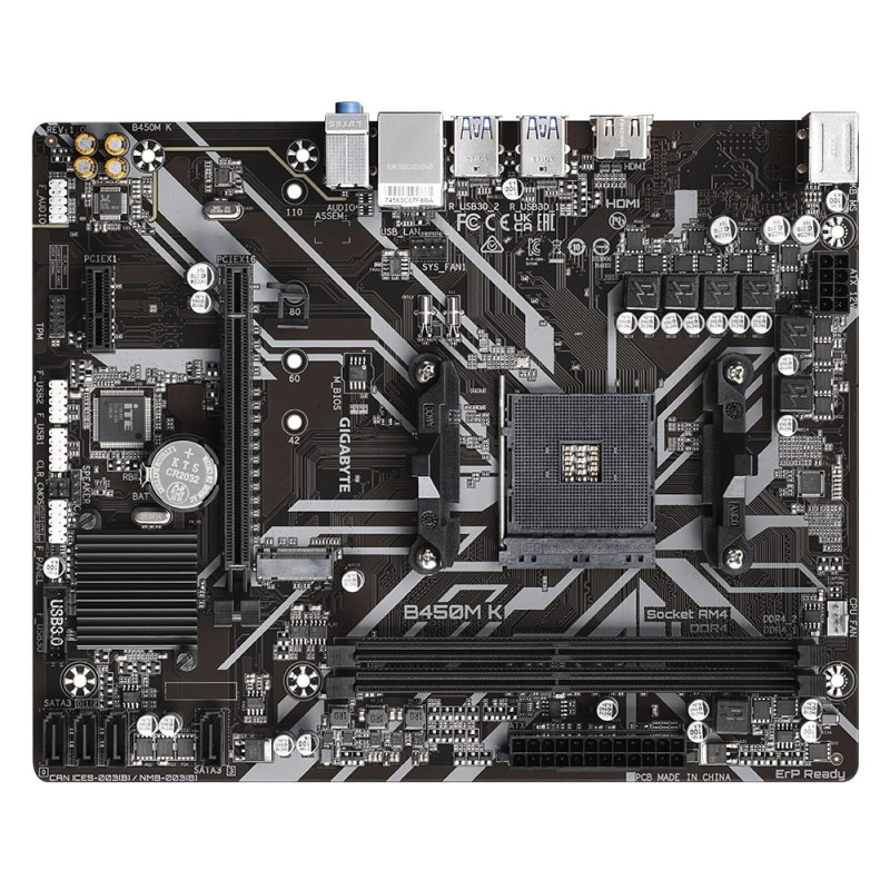 Gigabyte Motherboard B450M_K sAM4 b450 2xDDR4 HDMI mATX