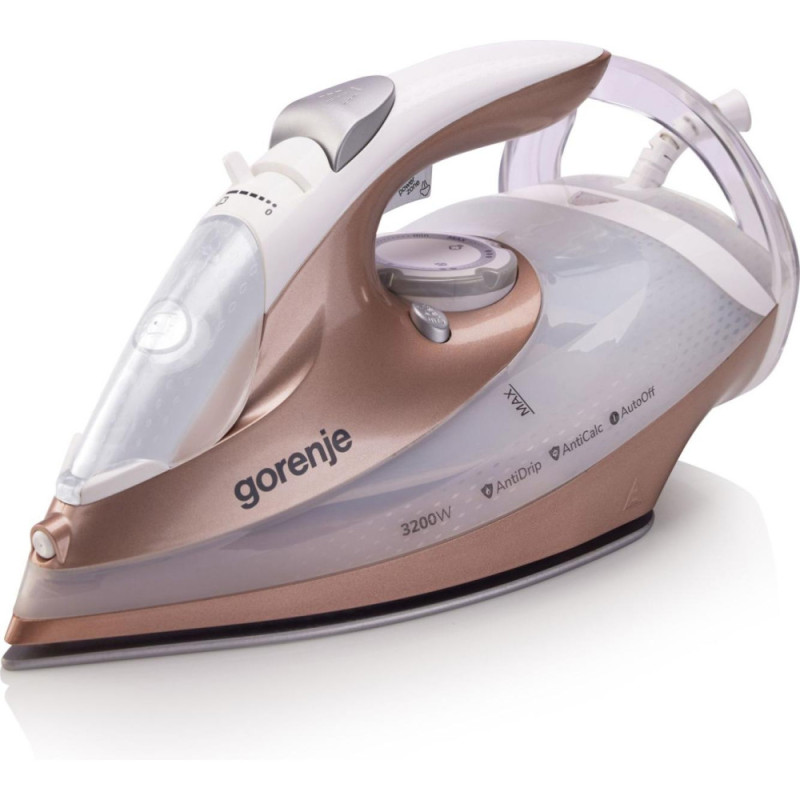 Gorenje Iron Gorenje, 3200W, 420ml, steam boost -250g, vert. Steaming, auto shutdown, ceramic soleplate, bronze-white (SIH3200WR)