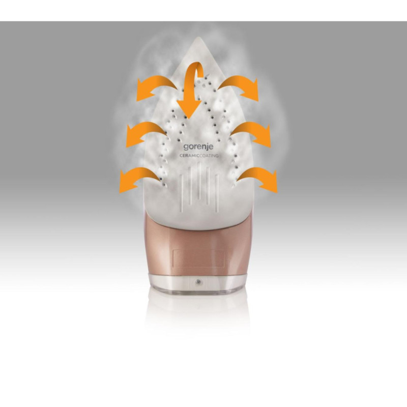 Gorenje Iron Gorenje, 3200W, 420ml, steam boost -250g, vert. Steaming, auto shutdown, ceramic soleplate, bronze-white (SIH3200WR)