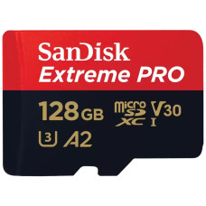 SanDisk microSD 128GB C10 UHS-I U3 R200/W90MB/s Extreme Pro V30 + SD (SDSQXCD-128G-GN6MA)