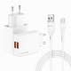Зарядное устройство Grand-X 2xUSB 5V 2.4A + cable USB to USB-C white (CH-15WT)