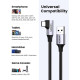 Дата кабель USB 3.0 AM to USB-C 1.0m 60W US385 90° Black Ugreen (20299)