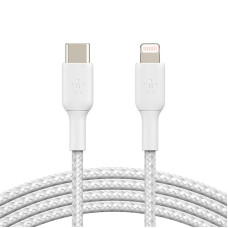 Belkin сable USB-С > Lightning charge/data, 1m, Type-C, BRAIDED, white (CAA004BT1MWH)