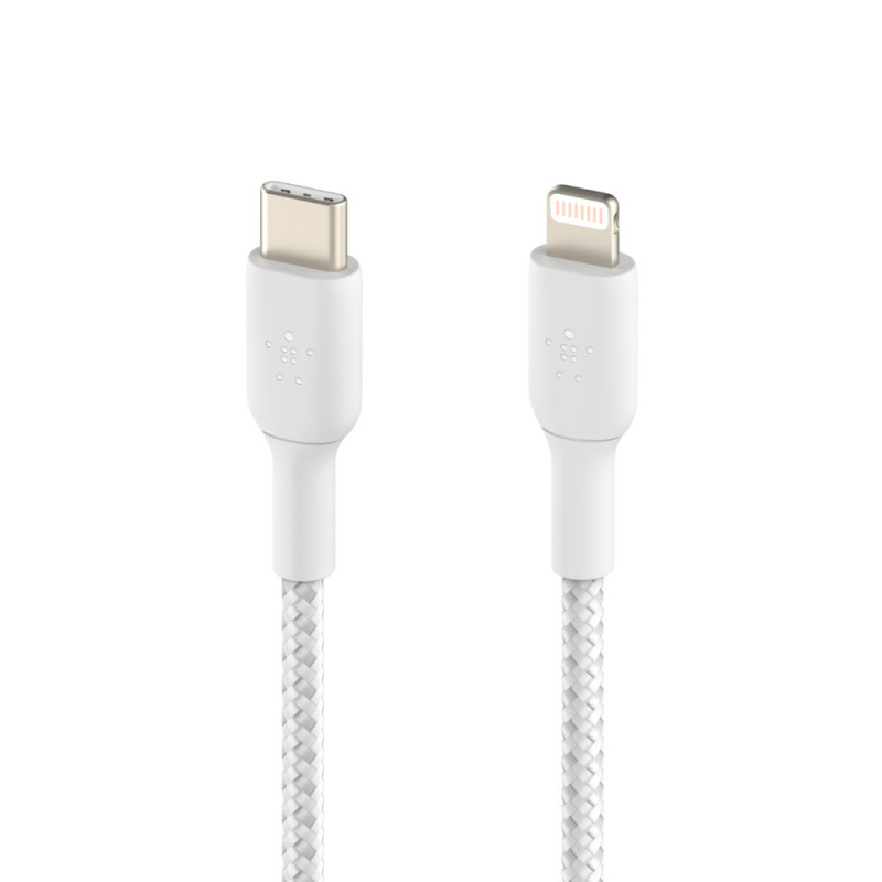 Belkin сable USB-С > Lightning charge/data, 1m, Type-C, BRAIDED, white (CAA004BT1MWH)
