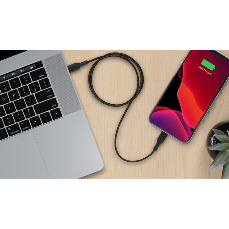 Belkin сable USB-С > Lightning charge/data, 1m, Type-C, BRAIDED, white (CAA004BT1MWH)