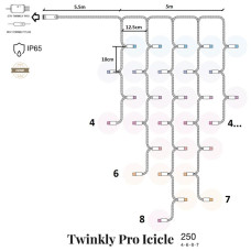 Twinkly Pro Twinkly Pro Smart LED RGB 250 Icicle, AWG22 PVC Transparent