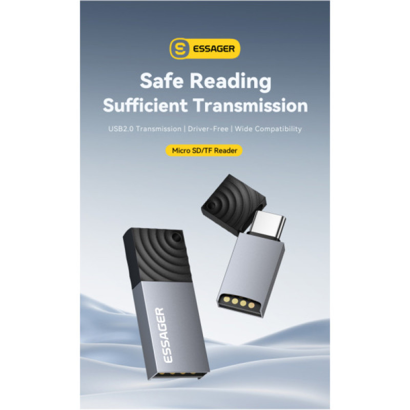 Считыватель флеш-карт Essager USB-C + USB-A to Micro SD black (EDKTF-QW0G-P)