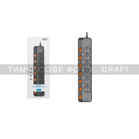 2E Подовжувач-фільтр мережевий 2E 6xТип F, 3x1.5мм кв, 16A, з захистом від перенапруги, 2xUSB-A, 1x USB-C, 3м, чорний (2E-SP6M3SWBK)