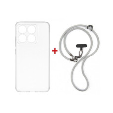 Чехол для мобильного телефона Dengos Case + Cross-body Strap Motorola G17/G17 Power Clear+Grey (DG-KM-CCRB-31)