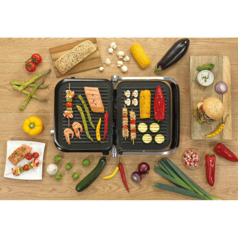 Gorenje Grill clamping, 2100W, temp. regimes-7, removable plates, 180 opening, metal, grey (GCG2100S)
