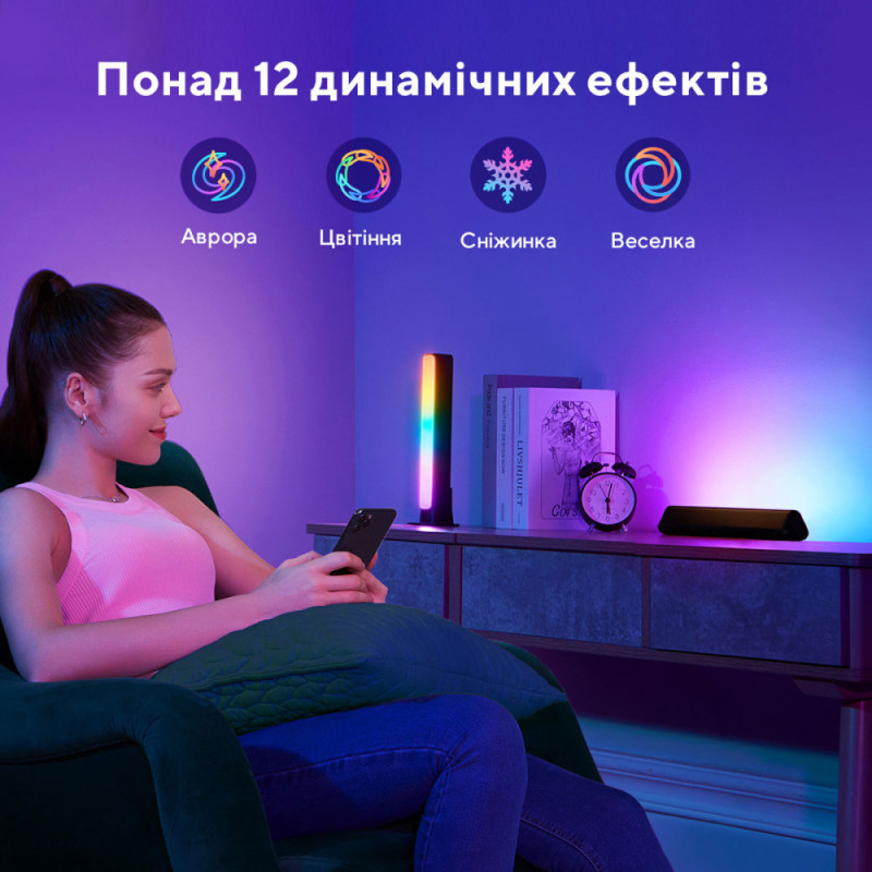 Govee Набор адаптивной подсветки H6056 RGBICWW WiFi + Bluetooth Flow Plus Light Bars RGB Черный (H60563D1)