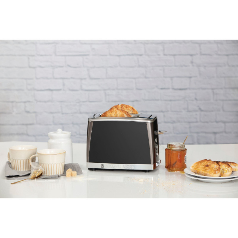 Russell Hobbs Toaster Matte Black 2 Slice, 1550W, stainless steel, heating, defrosting, black (26150-56)