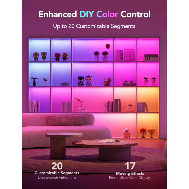 Govee Лента светодиодная умная H100E LED Strip Light M1 Matter Compatible 1m extension of H61E1, 5м, Белый (H100E0D1)