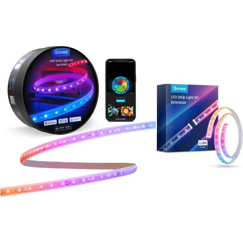 Govee Лента светодиодная умная H100E LED Strip Light M1 Matter Compatible 1m extension of H61E1, 5м, Белый (H100E0D1)