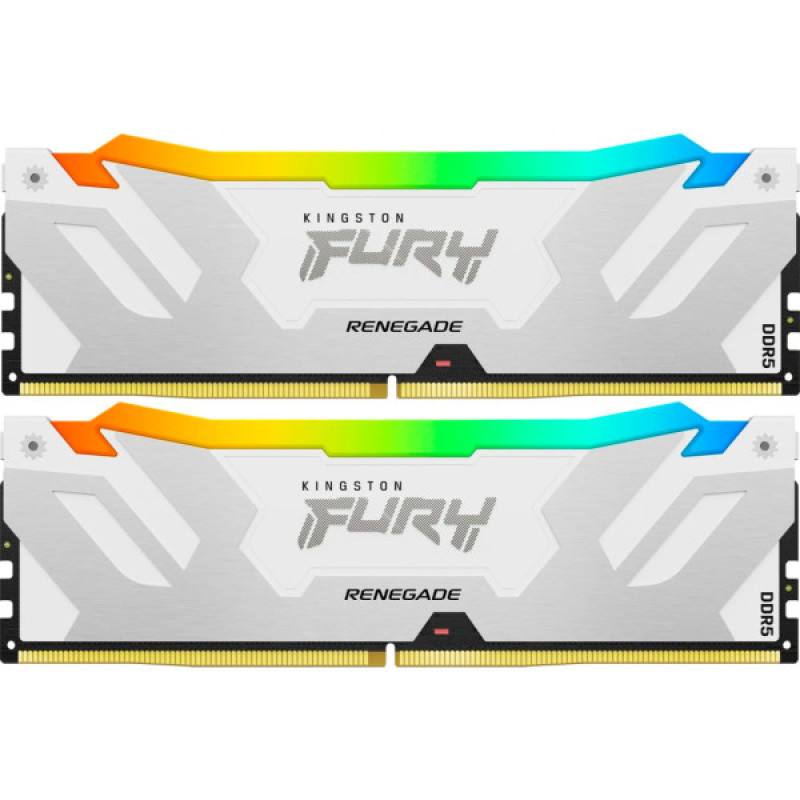 Модуль памяти для компьютера DDR5 48GB (2x24GB) 8000 MHz Renegade RGB White/Silver Kingston Fury (ex.HyperX) (KF580C38RWAK2-48)