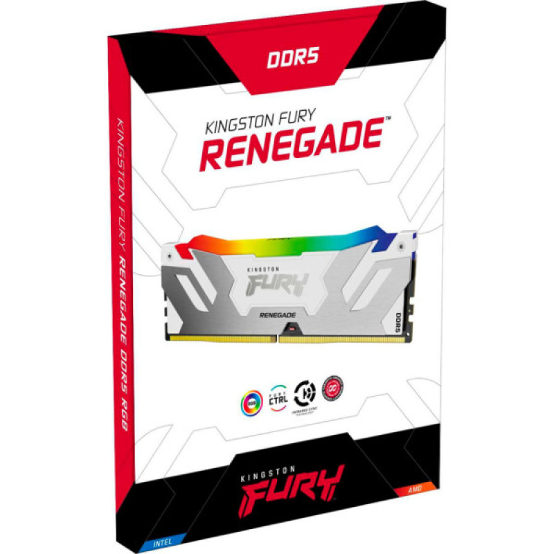 Модуль памяти для компьютера DDR5 48GB (2x24GB) 8000 MHz Renegade RGB White/Silver Kingston Fury (ex.HyperX) (KF580C38RWAK2-48)