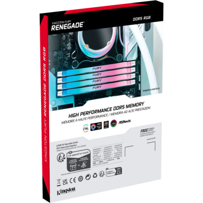 Модуль памяти для компьютера DDR5 48GB (2x24GB) 8000 MHz Renegade RGB White/Silver Kingston Fury (ex.HyperX) (KF580C38RWAK2-48)