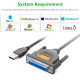 Кабель для принтера USB 2.0 to DB25 2.0m US167 black Ugreen (20224)