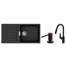 Hansgrohe Kitchen set, granite sink S520-F480 + tap Focus M41, dispenser A41, black graphite-black matt (43358600)