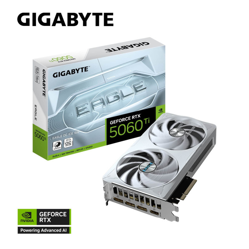 Gigabyte Відеокарта GIGABYTE GeForce RTX 5060 Ti 8GB GDDR7 EAGLE OC ICE (GV-N506TEAGLEOC_ICE-8GD)