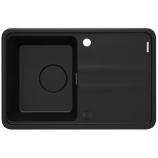 Deante Kitchen Sink granite, rectang., with drainboard, 670х440х230mm, bowl - 1, over-mounted, black matt + kitchen board (ZKM_N11A)