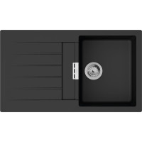 Hansgrohe Мойка кухонная S52, гранит, прямоуг., с крылом, 840х480х190мм, чаша- 2, накладная, S520-F345, черный графит (43356170)